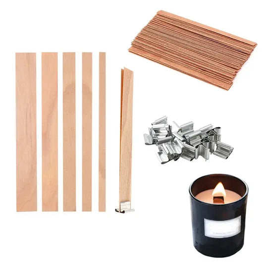 30/50pcs Wooden Candle Wick Set With Clip Base